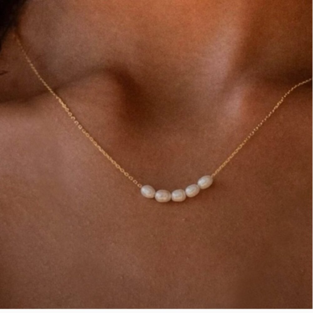 RAMLA Pearl Cluster Goldtone 18K Necklace Freshwater Pearls